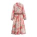 Floral print Midi dress with waistband for women