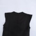 V-neck sleeveless crepe mini dress short black dress