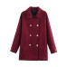 Collar long sleeved double breasted woolen coat jacket