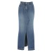 European and American split blue high waisted skirt, fashionable denim long skirt