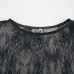 European and American lace see through slit long sleeved dress