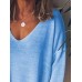 Full Size V-Neck Drop Shoulder Long Sleeve T-Shirt Plus Size