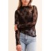 Mock Neck Long Sleeve Sheer Top
