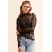 Mock Neck Long Sleeve Sheer Top
