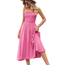 Smocked Square Neck Midi Cami Dress