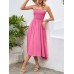 Smocked Square Neck Midi Cami Dress Smocked Square Neck Midi Cami Dress