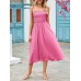 Smocked Square Neck Midi Cami Dress Smocked Square Neck Midi Cami Dress