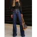 Button Fly High Waist Flare Jeans