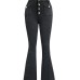 Button Fly High Waist Flare Jeans