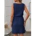 Waffle-Knit Drawstring Mini Tank Dress