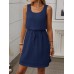 Waffle-Knit Drawstring Mini Tank Dress