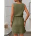 Waffle-Knit Drawstring Mini Tank Dress