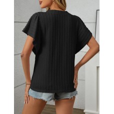 Textured Round Neck Short Sleeve Top Textured Round Neck Short Sleeve Top