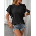 Textured Round Neck Short Sleeve Top
