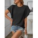 Textured Round Neck Short Sleeve Top