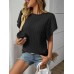 Textured Round Neck Short Sleeve Top