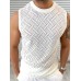 Men's Round Neck Sleeveless Eyelet Knit Top