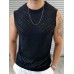 Men's Round Neck Sleeveless Eyelet Knit Top