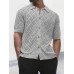 Men's Button Down Collared Neck Eyelet Knit Shirt
