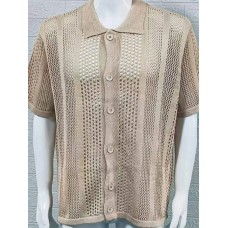 Men's Button Down Collared Neck Hollow Out Shirt