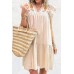 Floral Embroidery Pom Pom Ruffle Sleeves Mini Dress
