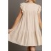 Floral Embroidery Pom Pom Ruffle Sleeves Mini Dress