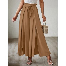 Tied Slit Wide Leg Pants