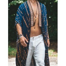 Men's Plus Size Printed Open Front Cover-Up