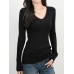 Ribbed V-Neck Long Sleeve Sweater