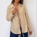 Minimally designed commuting versatile long sleeved shirt with a lace up top for women