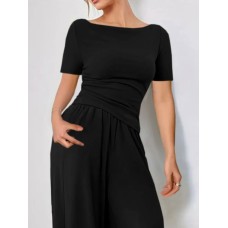 Round Neck Short Sleeve T-Shirt and Pants Set