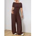 Round Neck Short Sleeve T-Shirt and Pants Set