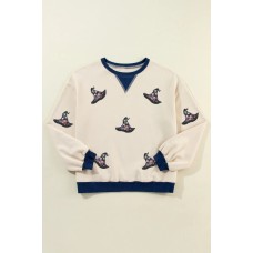Sequin Hat Print Long Sleeve Sweatshirt