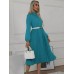 Mock Neck Long Sleeve Pleated Dress