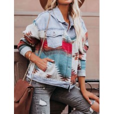 Geometric Button Up Long Sleeve Jacket