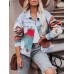 Geometric Button Up Long Sleeve Jacket