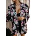 Tied Printed Collared Neck Long Sleeve Jacket