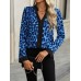 Spring and Autumn New V-neck Leopard print Long sleeved Women's Shirt