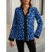 Spring and Autumn New V-neck Leopard print Long sleeved Women's Shirt
