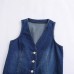 Versatile breasted denim vest sleeveless top Versatile breasted denim vest sleeveless top