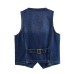 Versatile breasted denim vest sleeveless top Versatile breasted denim vest sleeveless top