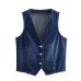 Versatile breasted denim vest sleeveless top Versatile breasted denim vest sleeveless top