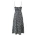 Vintage floral suspender jumpsuit long skirt