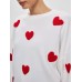 Heart Round Neck Dropped Shoulder Sweater