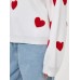 Heart Round Neck Dropped Shoulder Sweater