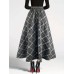 Plaid Elastic Waist Midi Skirt
