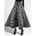Plaid Elastic Waist Midi Skirt