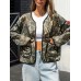 Printed Open Front Long Sleeve Jacket