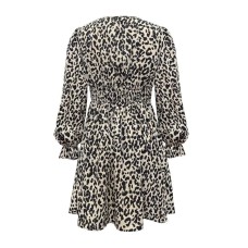 Leopard V-Neck Flounce Sleeve Dress
