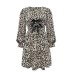 Leopard V-Neck Flounce Sleeve Dress